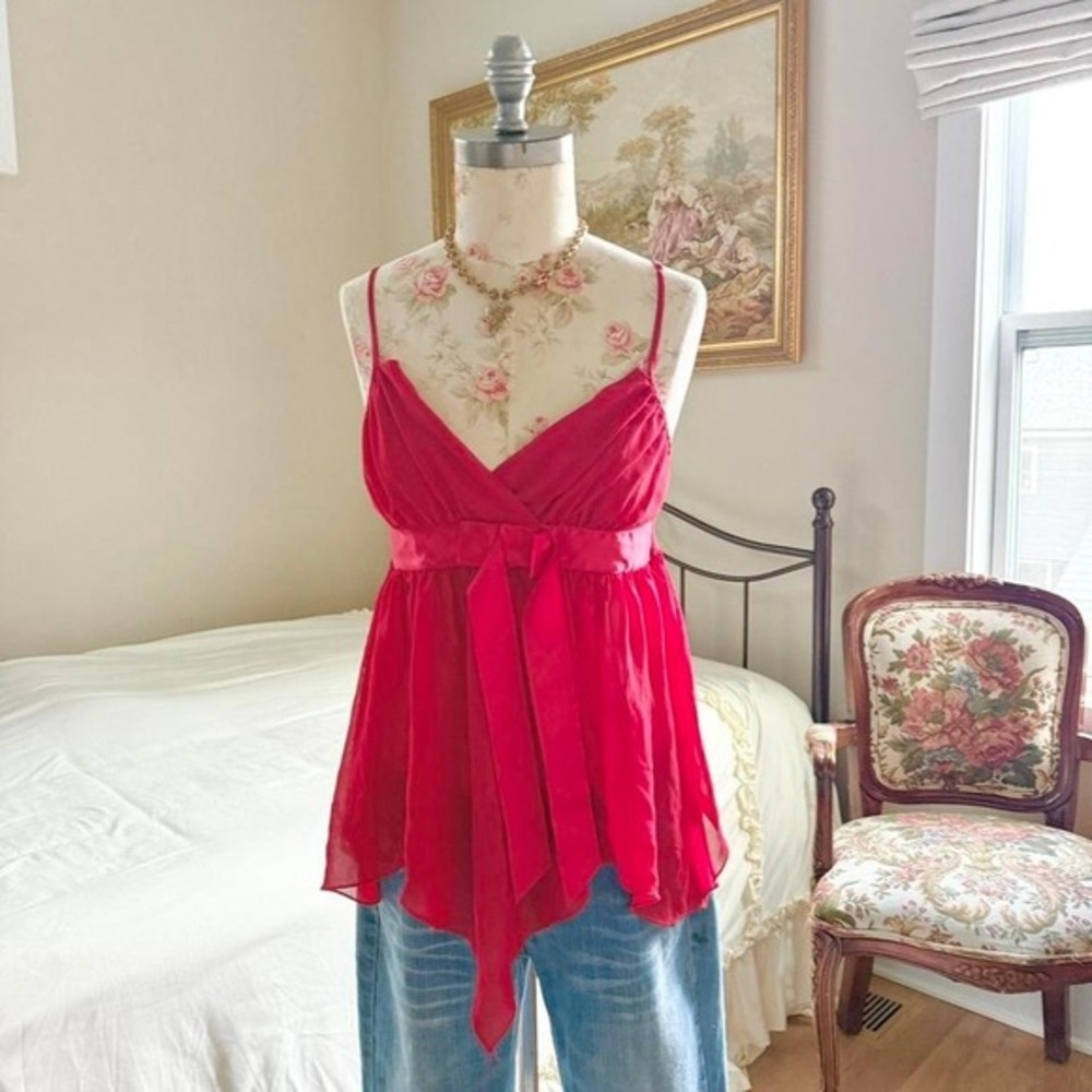 Fredericks of Hollywood red chiffon top size‎ small